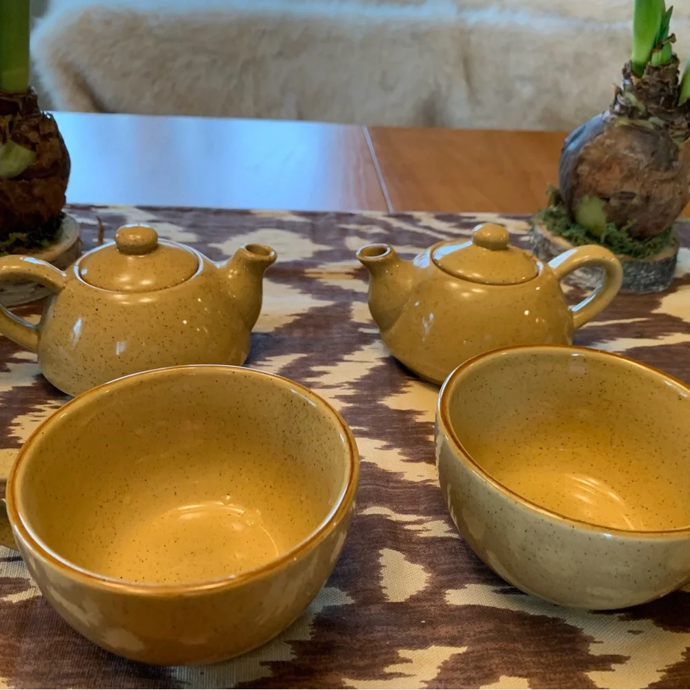 Pier 1 imports, stacking, stoneware, mug, and teapot set of two